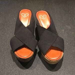 Madeline Black and Tan Platform Sandals